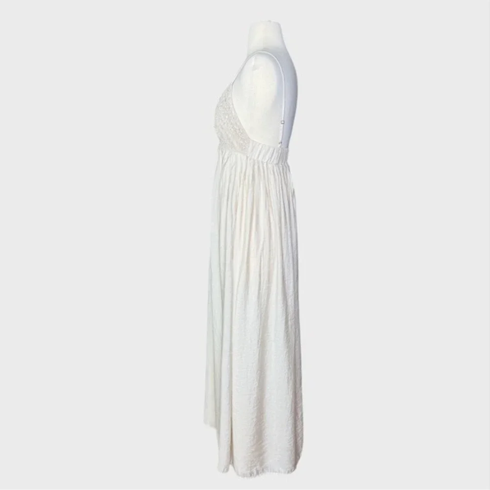 Abercrombie and Fitch Small Khaki Color Cottage Core Coastal Maxi Dress‎ Crochet